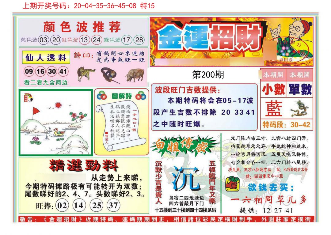 2024200期金运招财