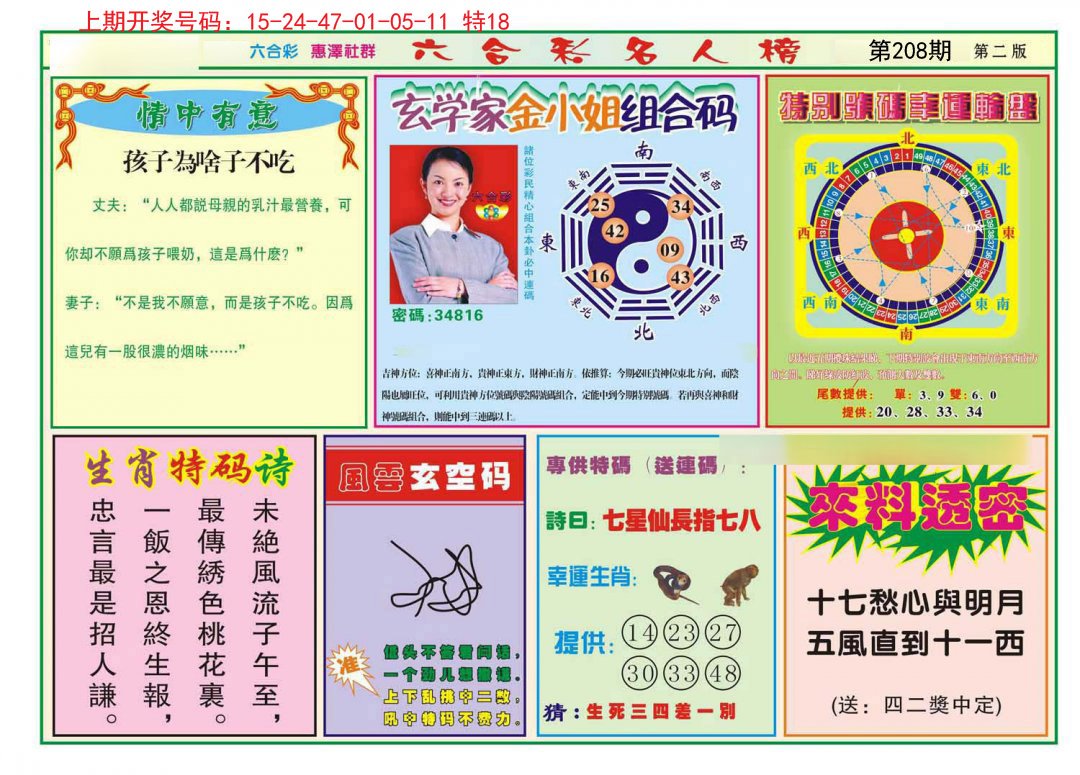 2024208期名人榜B