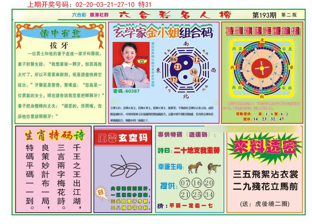 2024193期名人榜B