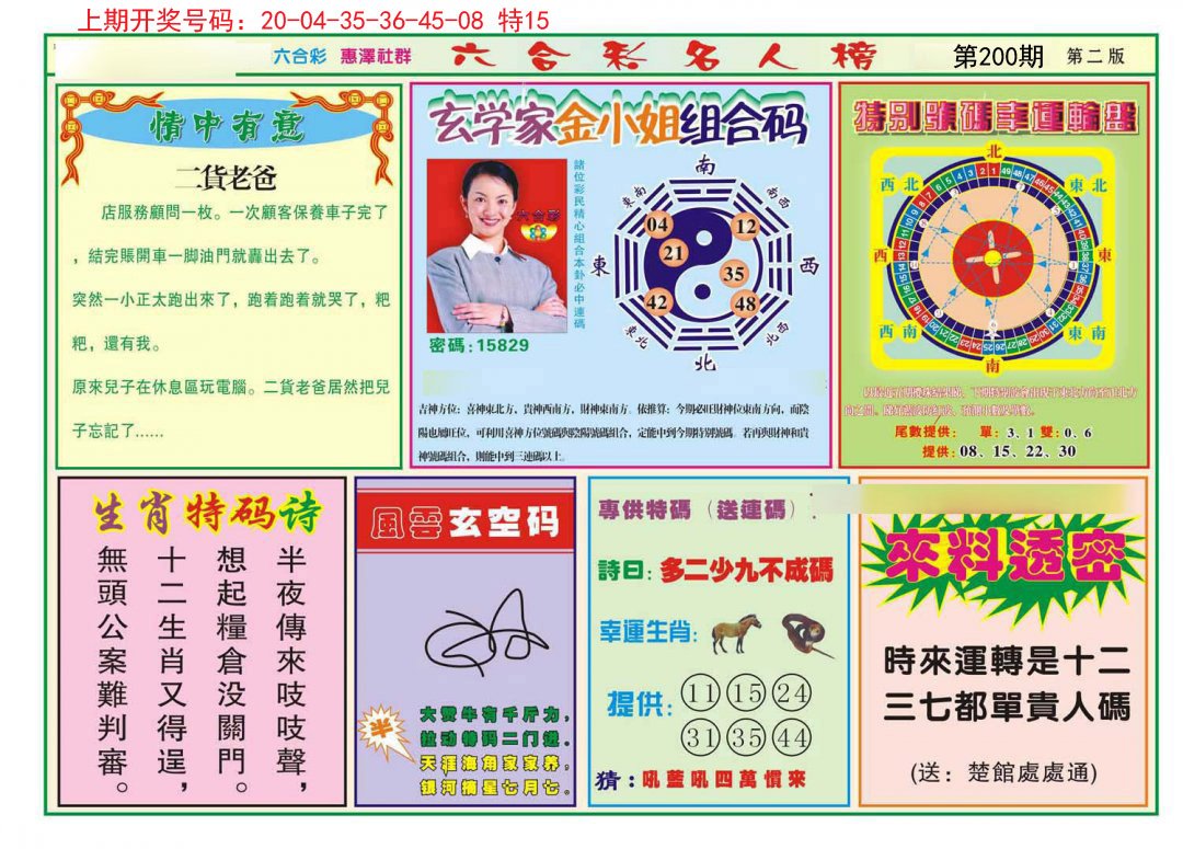 2024200期名人榜B
