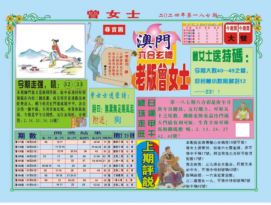 2024187期老版曾女士A