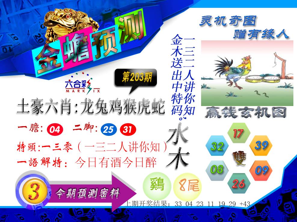 2024203期金蟾预测