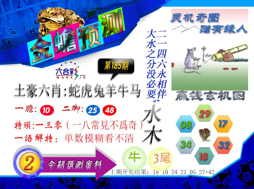 2024185期金蟾预测