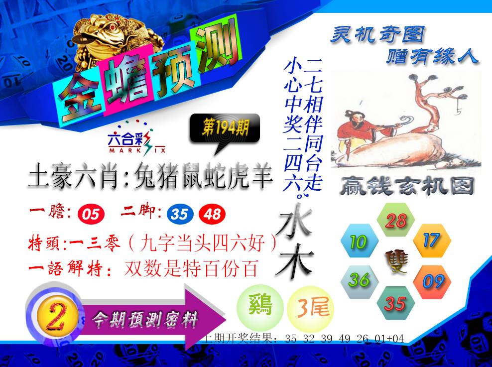 2024194期金蟾预测
