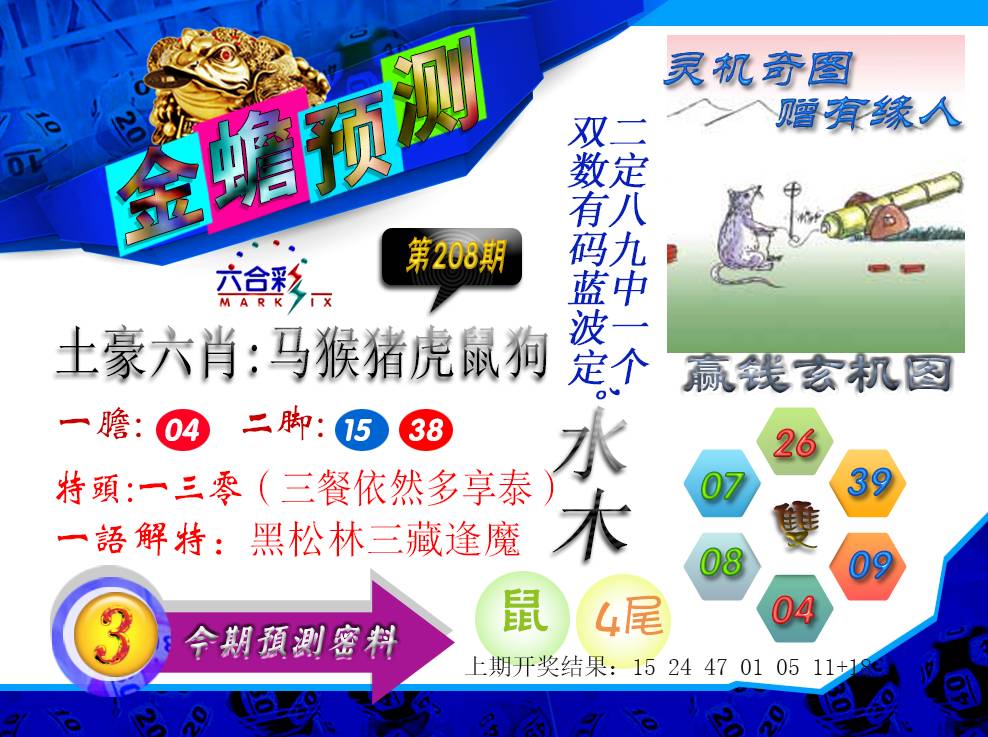 2024208期金蟾预测