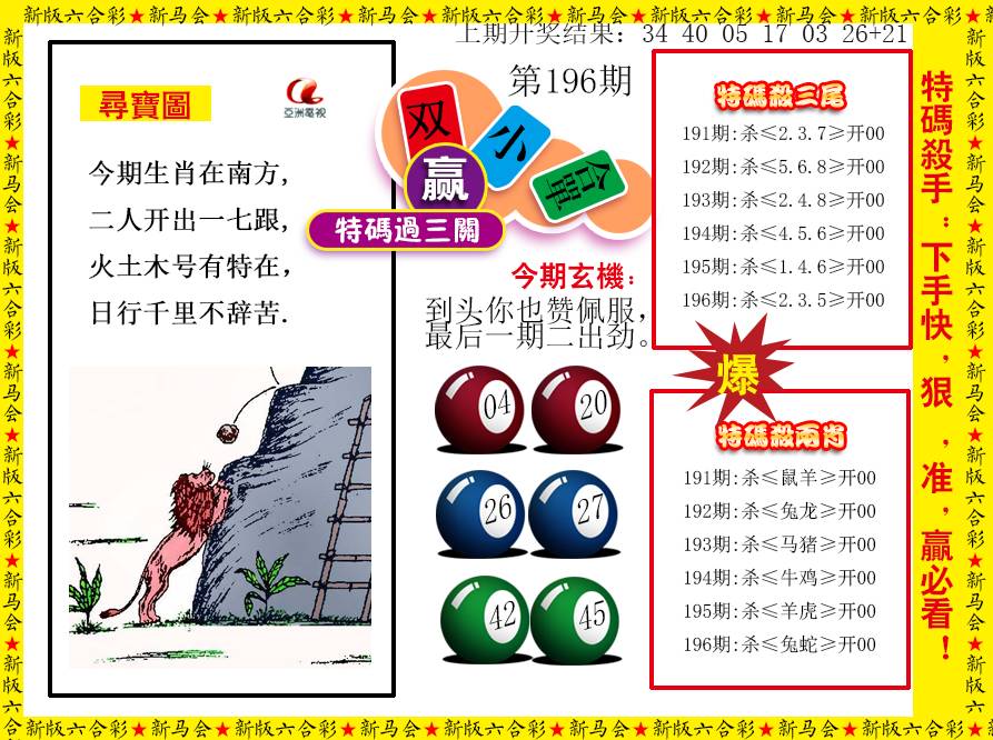 2024196期特码过三关
