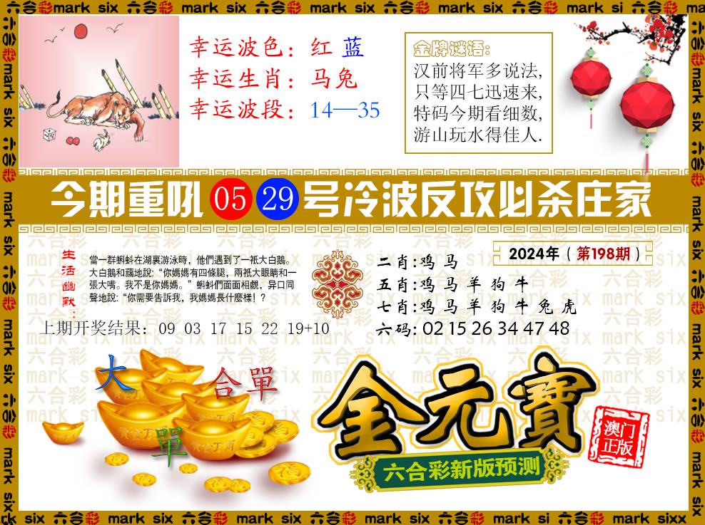 2024198期金元宝