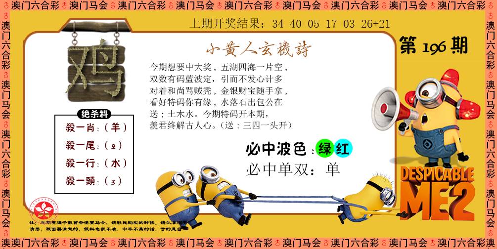 2024196期小黄人玄机诗