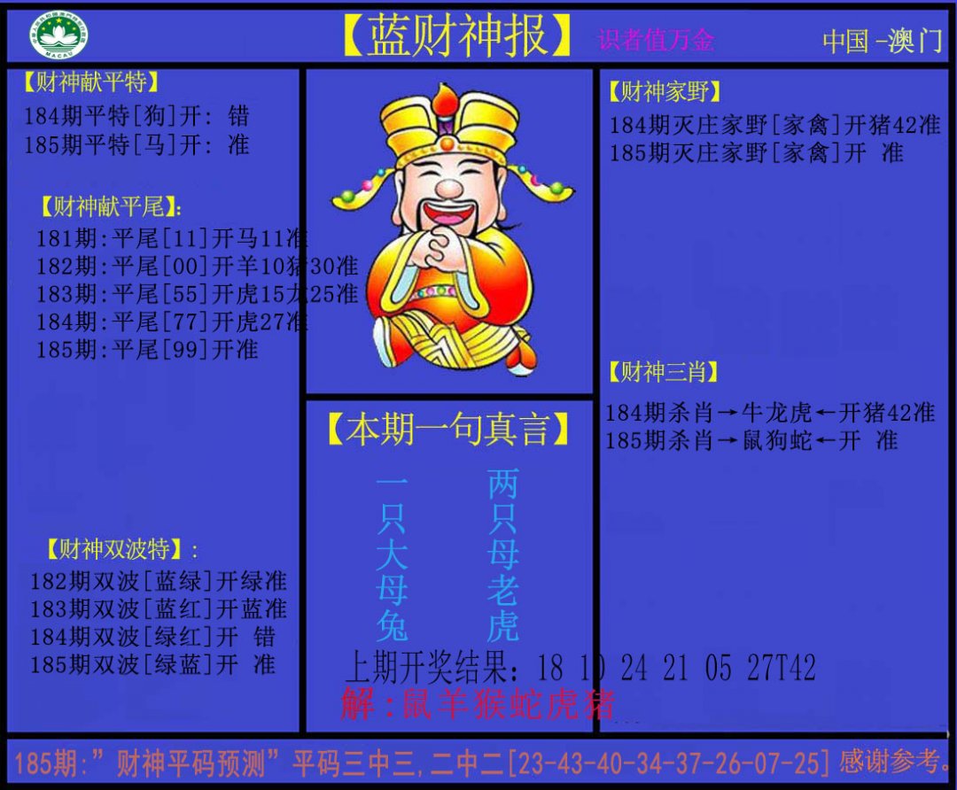 2024185期蓝财神