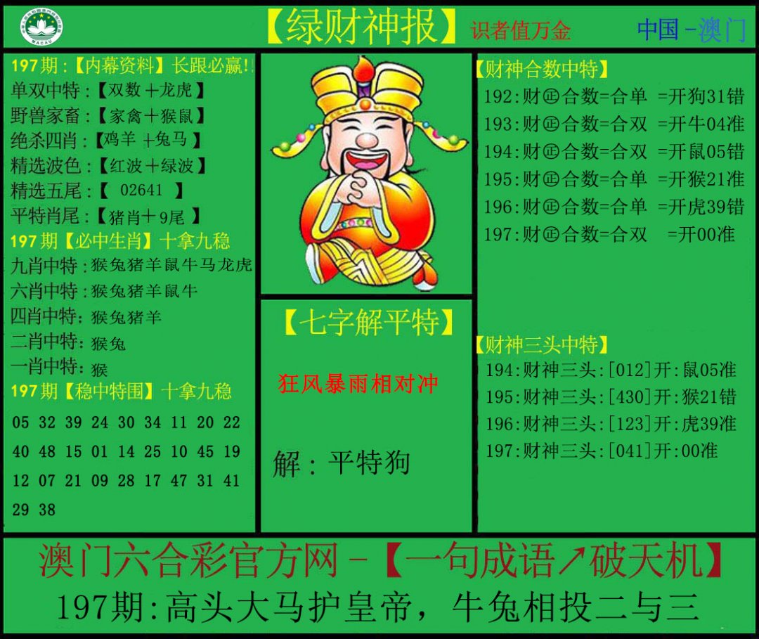2024197期绿财神