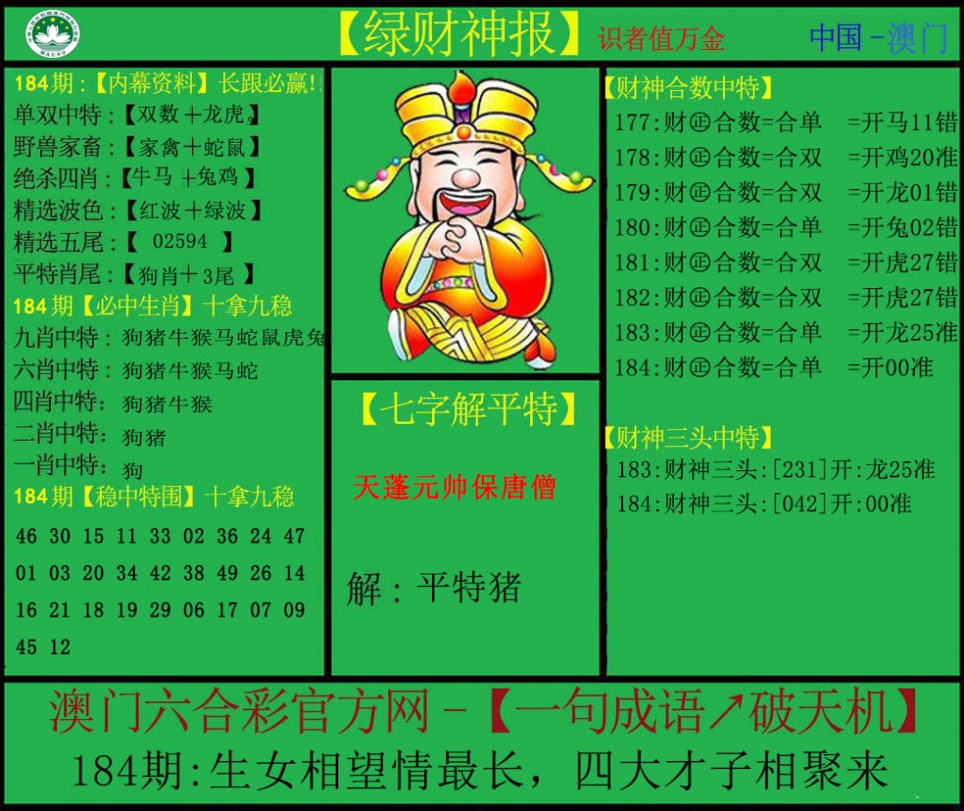 2024184期绿财神