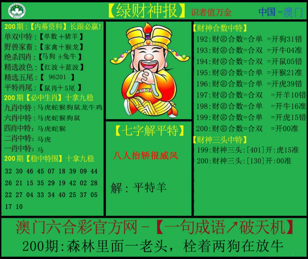 2024200期绿财神