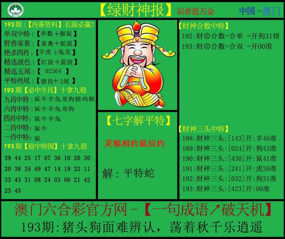 2024193期绿财神
