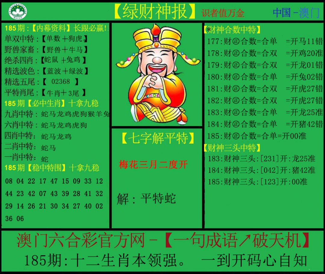 2024185期绿财神