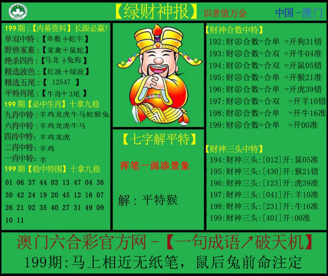 2024199期绿财神