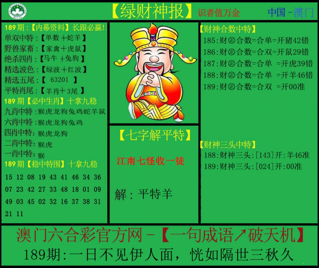 2024189期绿财神