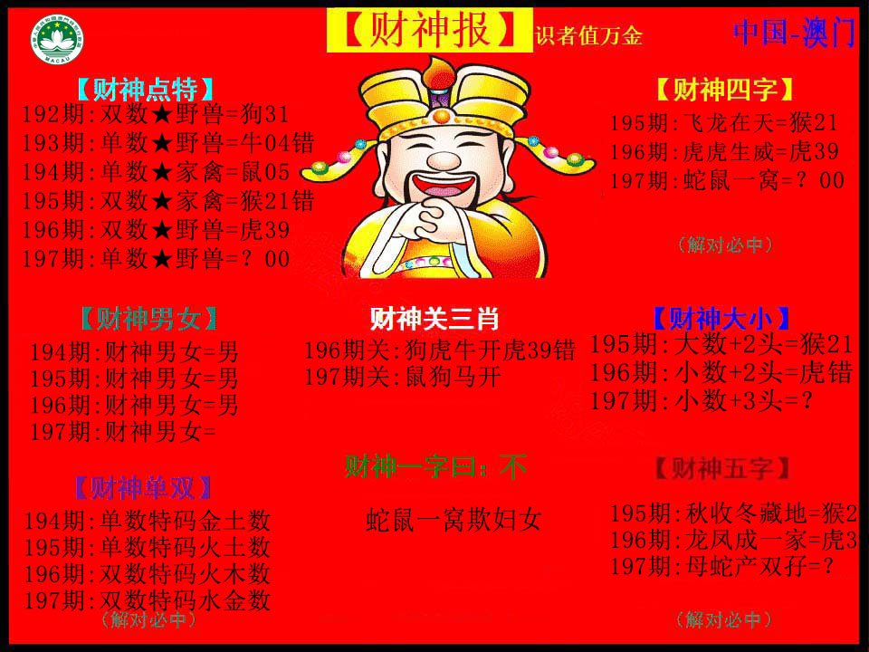 2024197期红财神