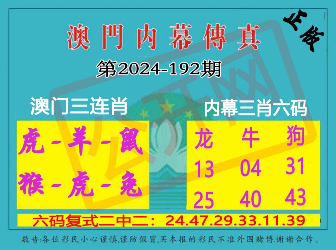 2024192期内幕传真三肖版