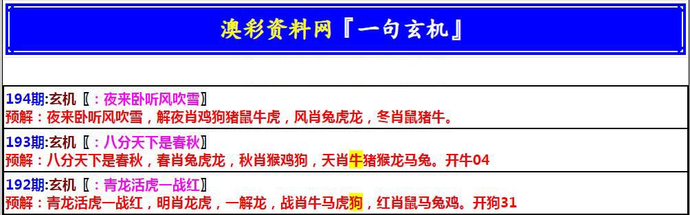 2024194期澳门一句玄机
