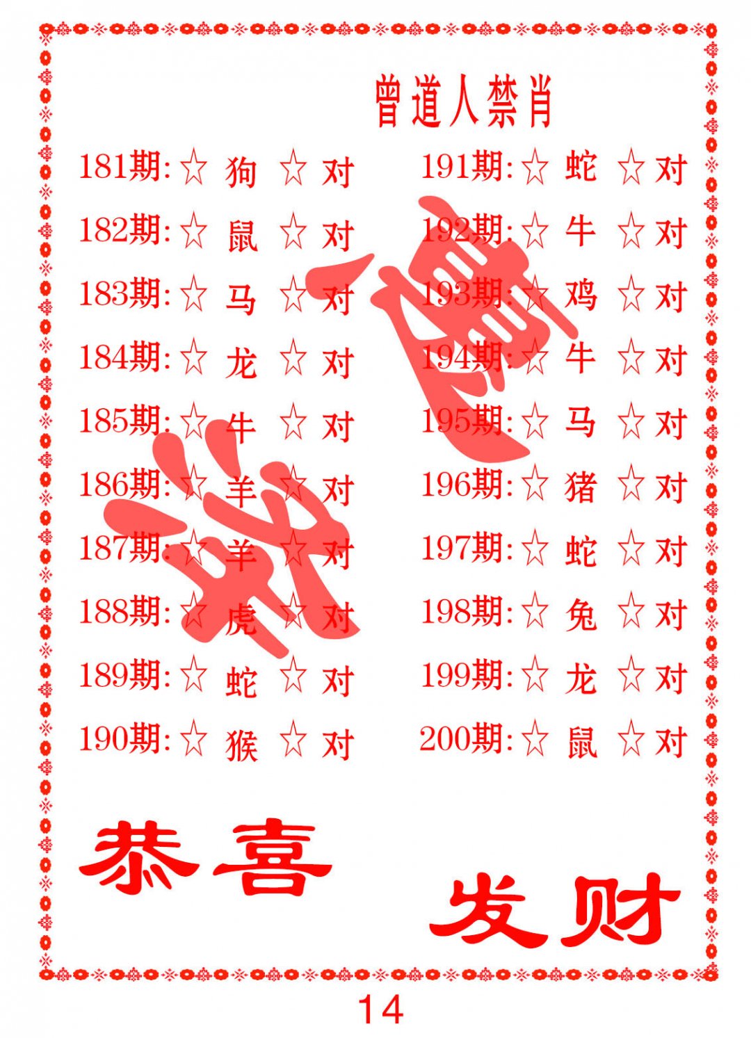 2024193期曾道人禁肖