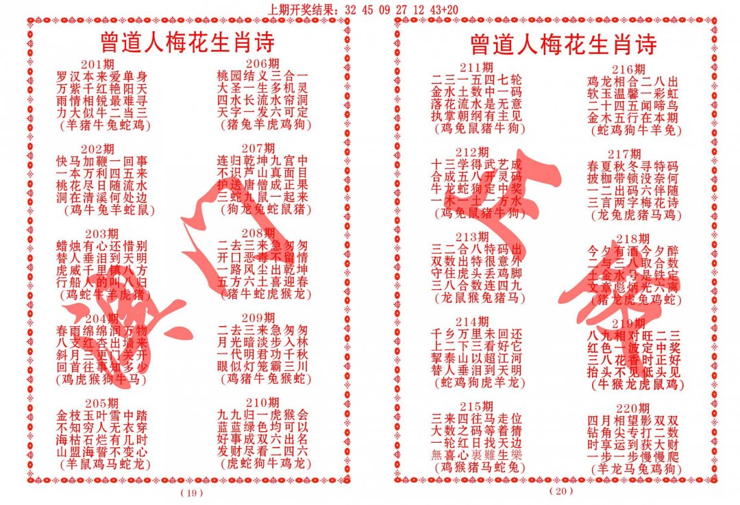 2024212期曾道人梅花生肖诗