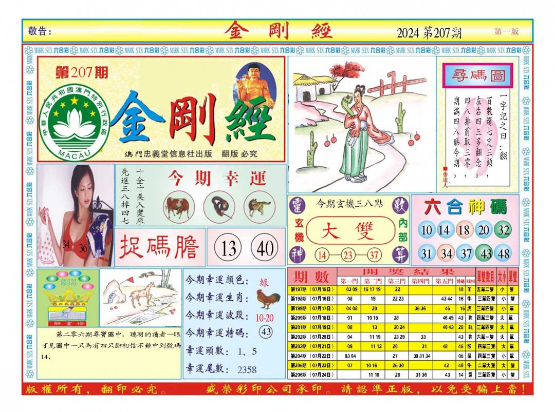 2024207期金刚经A