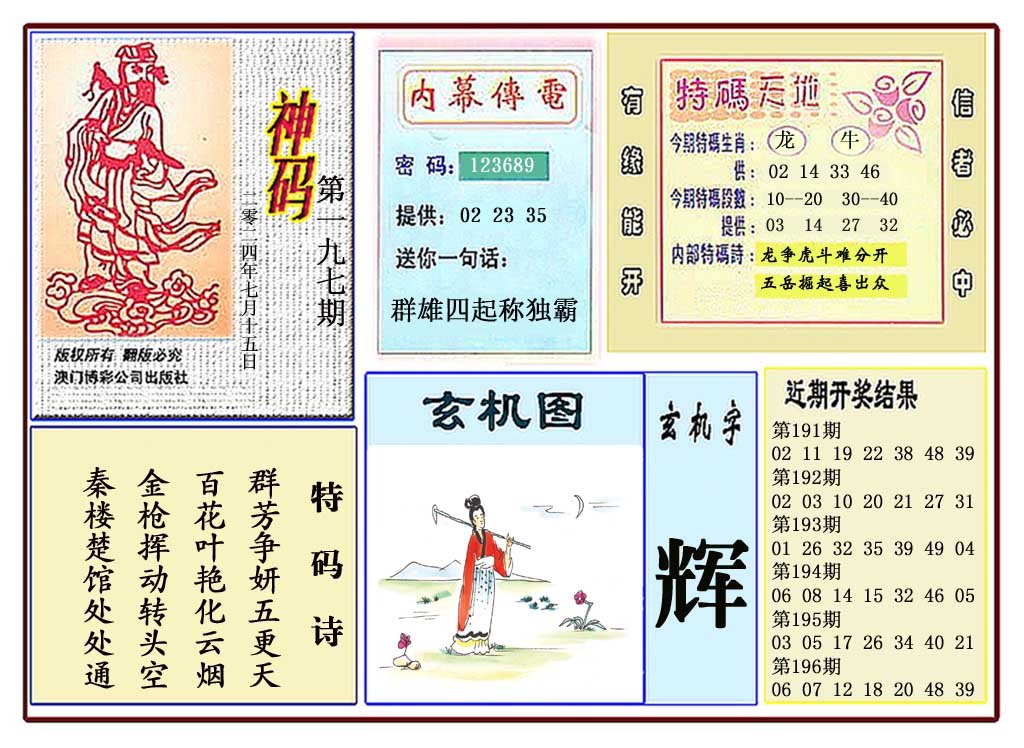 2024197期黄大仙神码