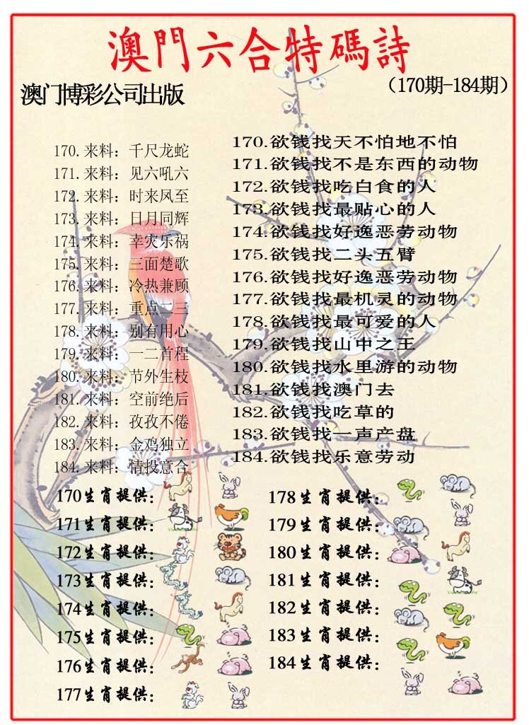 2024184期内部特码诗