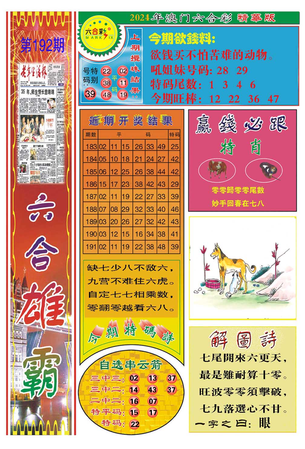 2024192期六合雄霸