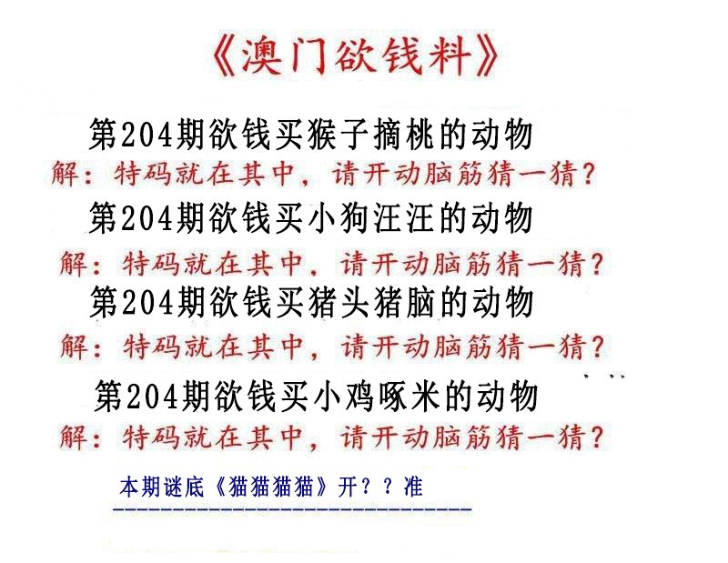 2024204期澳门欲钱料