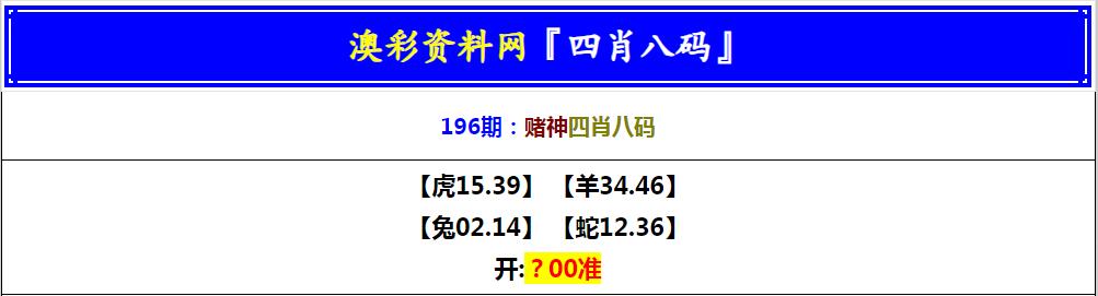2024196期赌神四肖八码