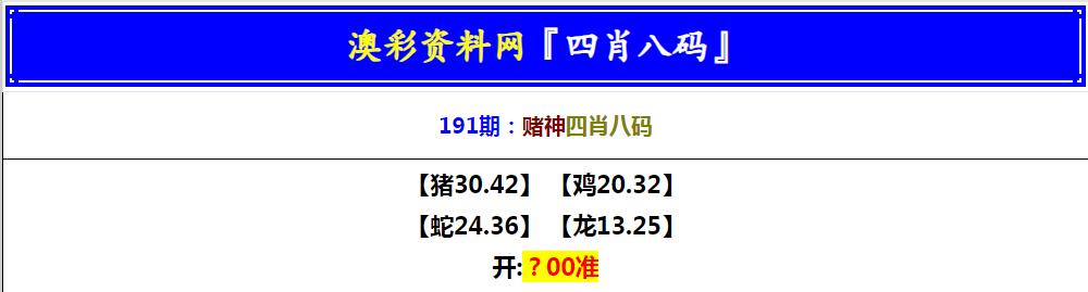 2024191期赌神四肖八码