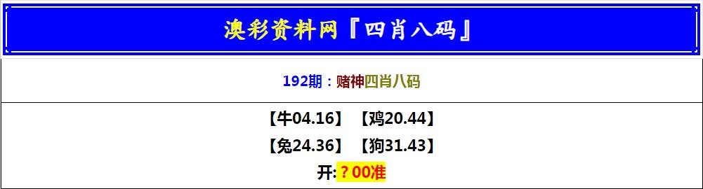 2024192期赌神四肖八码