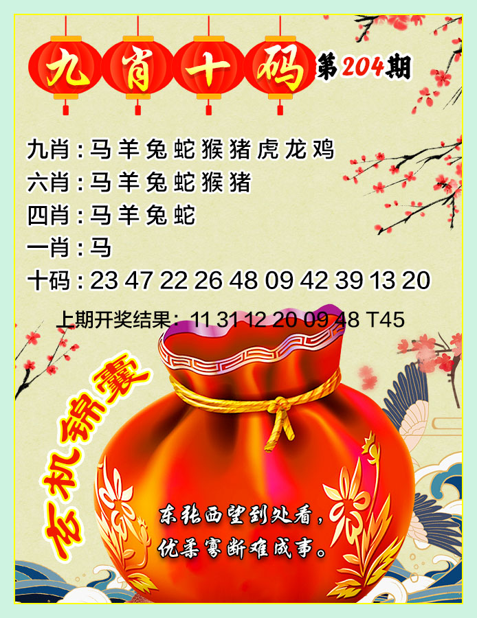 2024204期九肖十码