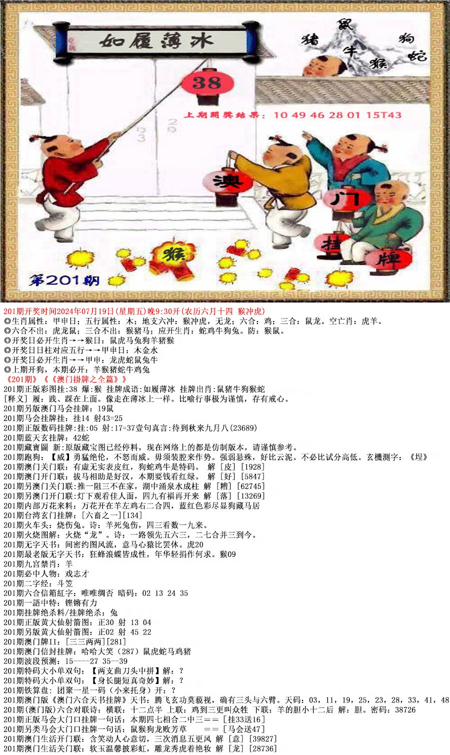 2024201期澳门挂牌之全篇