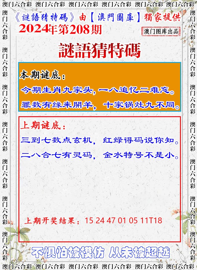 2024208期谜语猜特