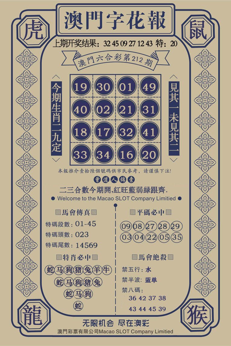 2024212期澳门字花报