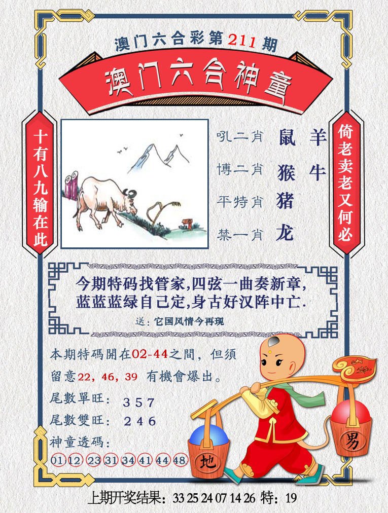 2024211期澳门六合神童