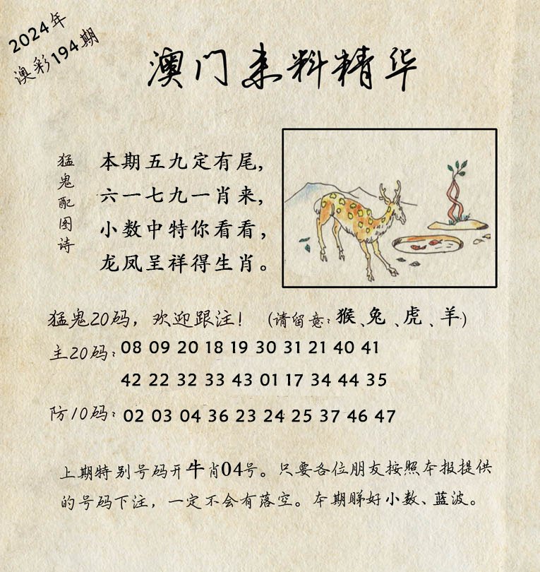 2024194期澳门来料精华