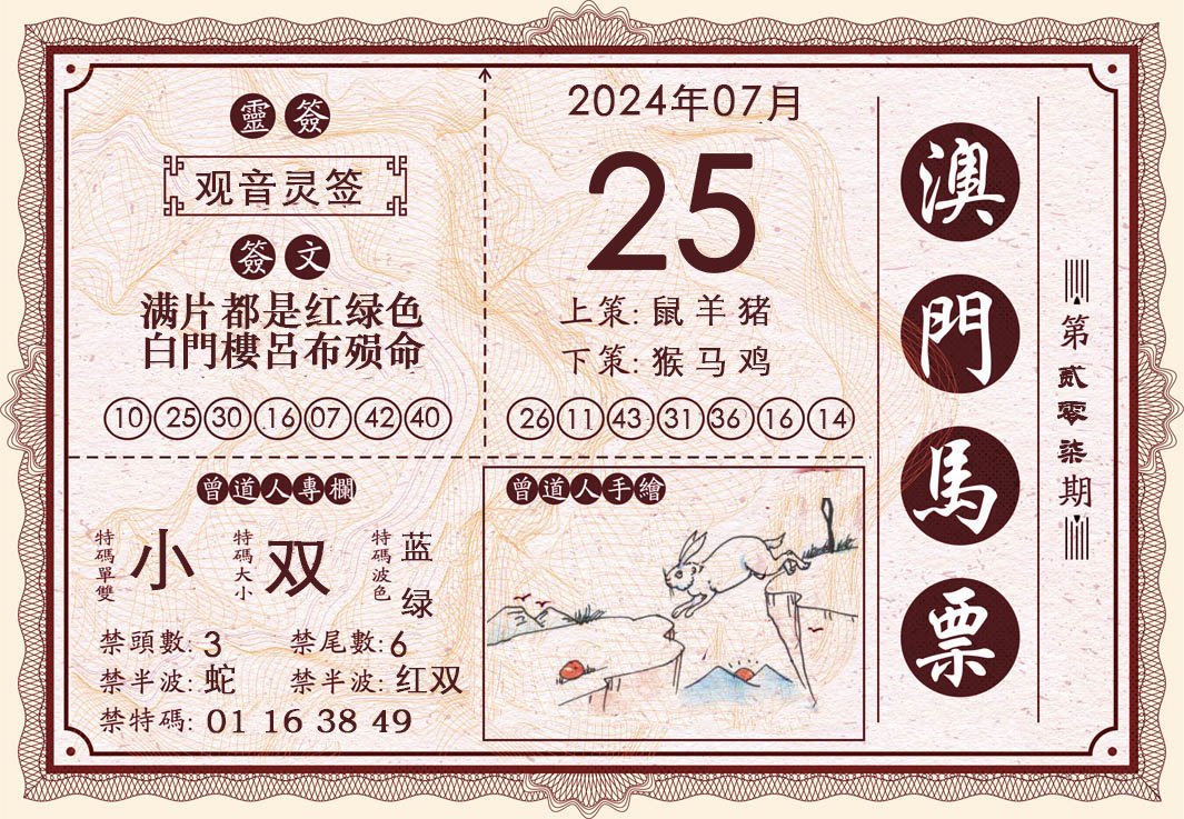 2024207期澳门马票