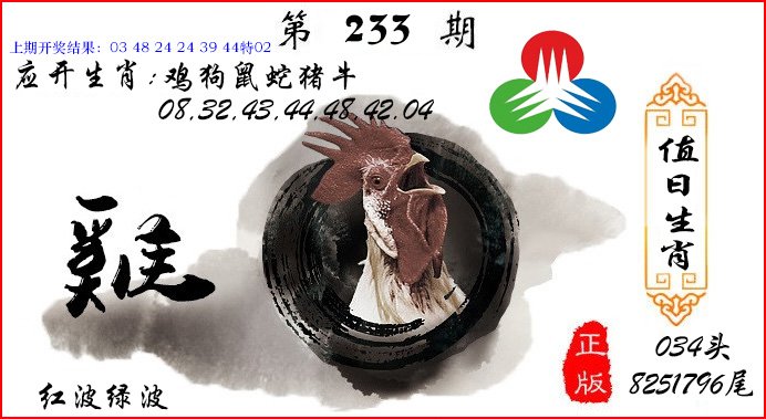 2024233期值日生肖