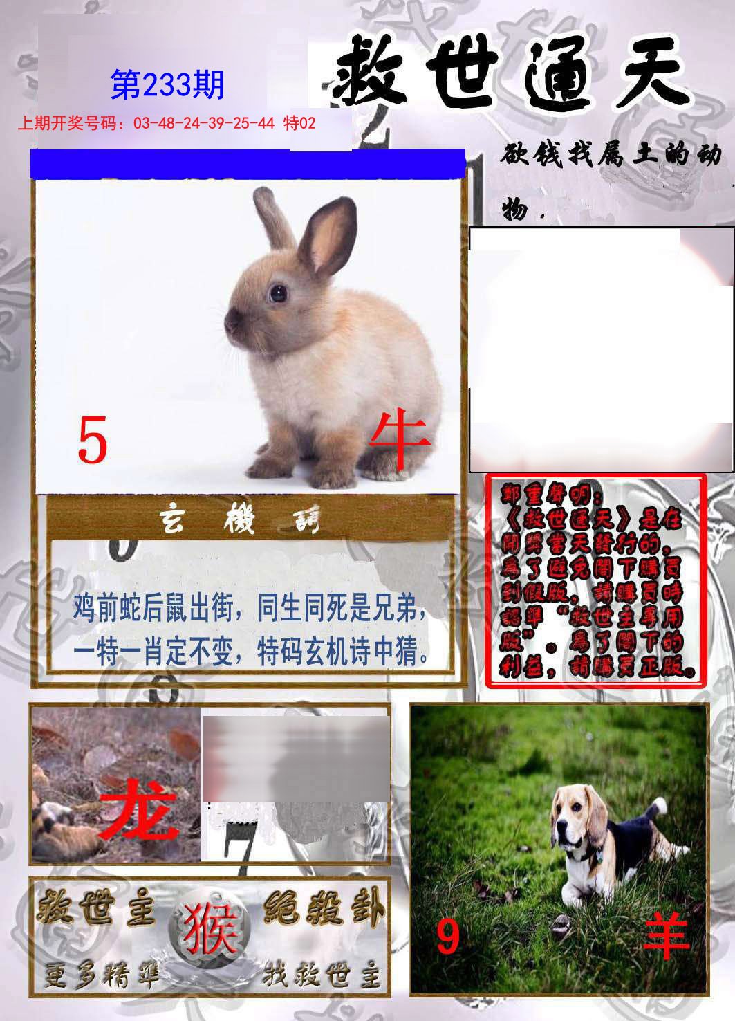 2024233期救世通天报