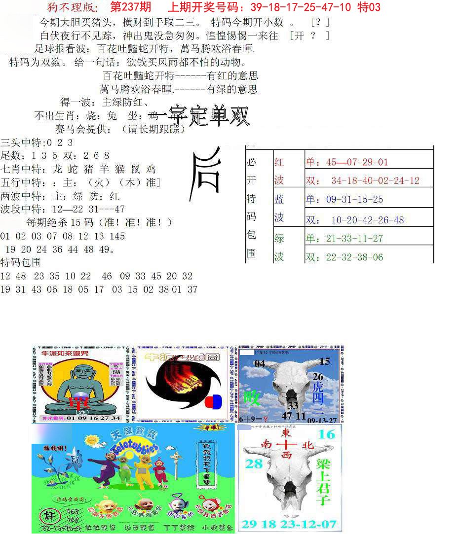 2024237期狗不理特码报
