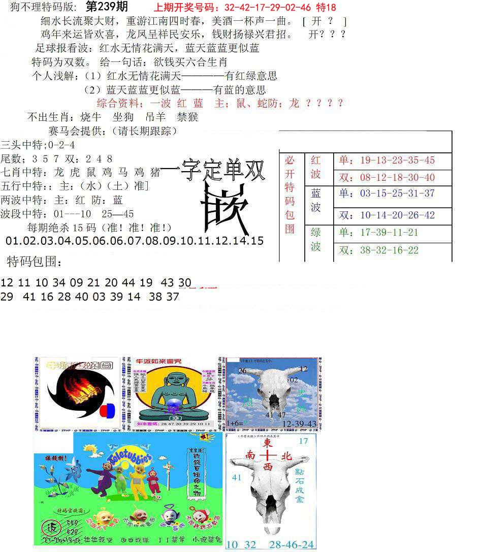 2024239期狗不理特码报