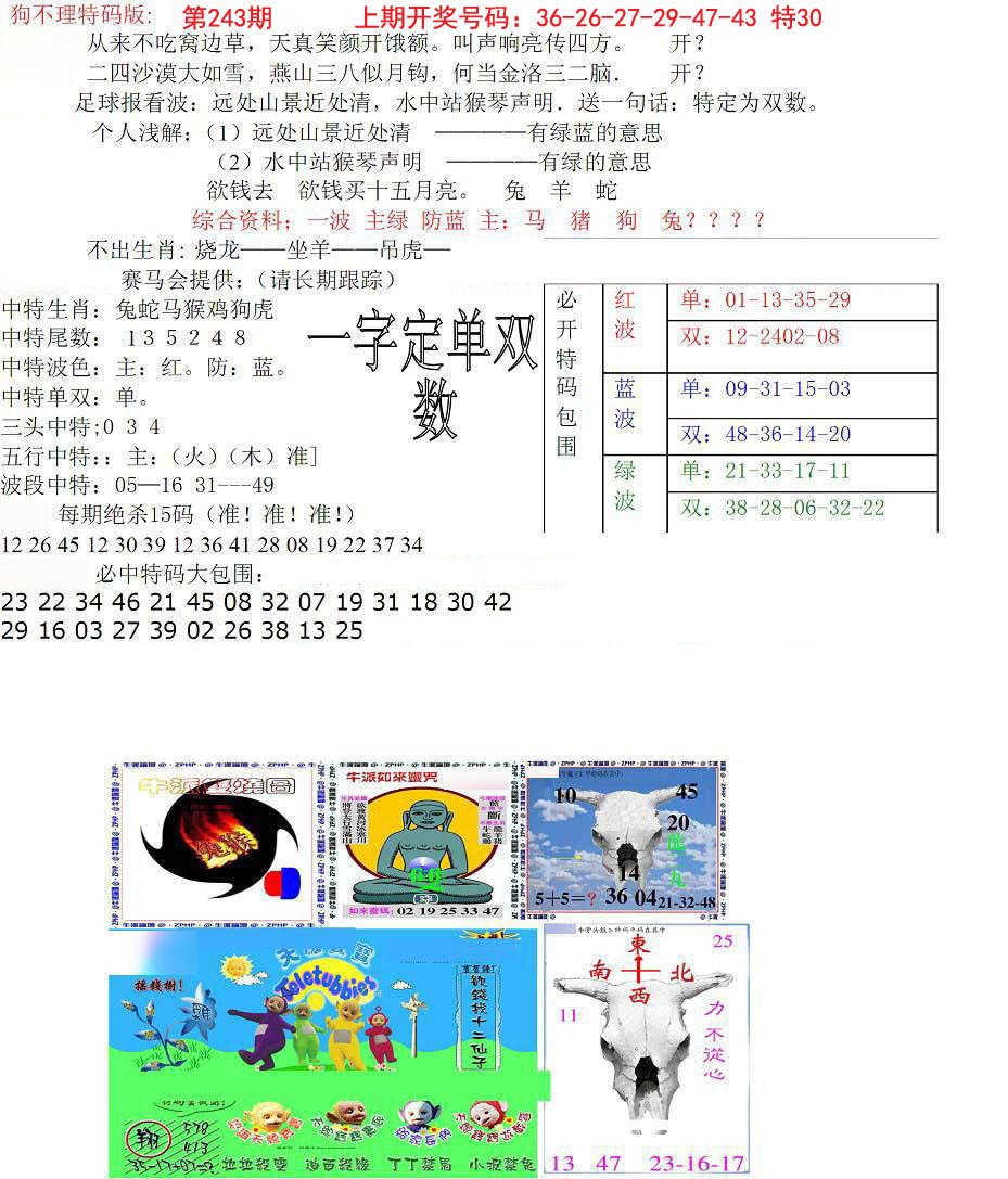 2024243期狗不理特码报