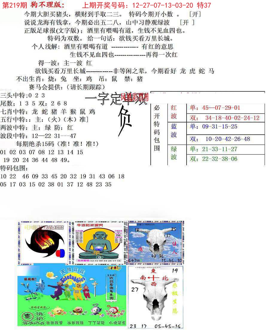 2024219期狗不理特码报