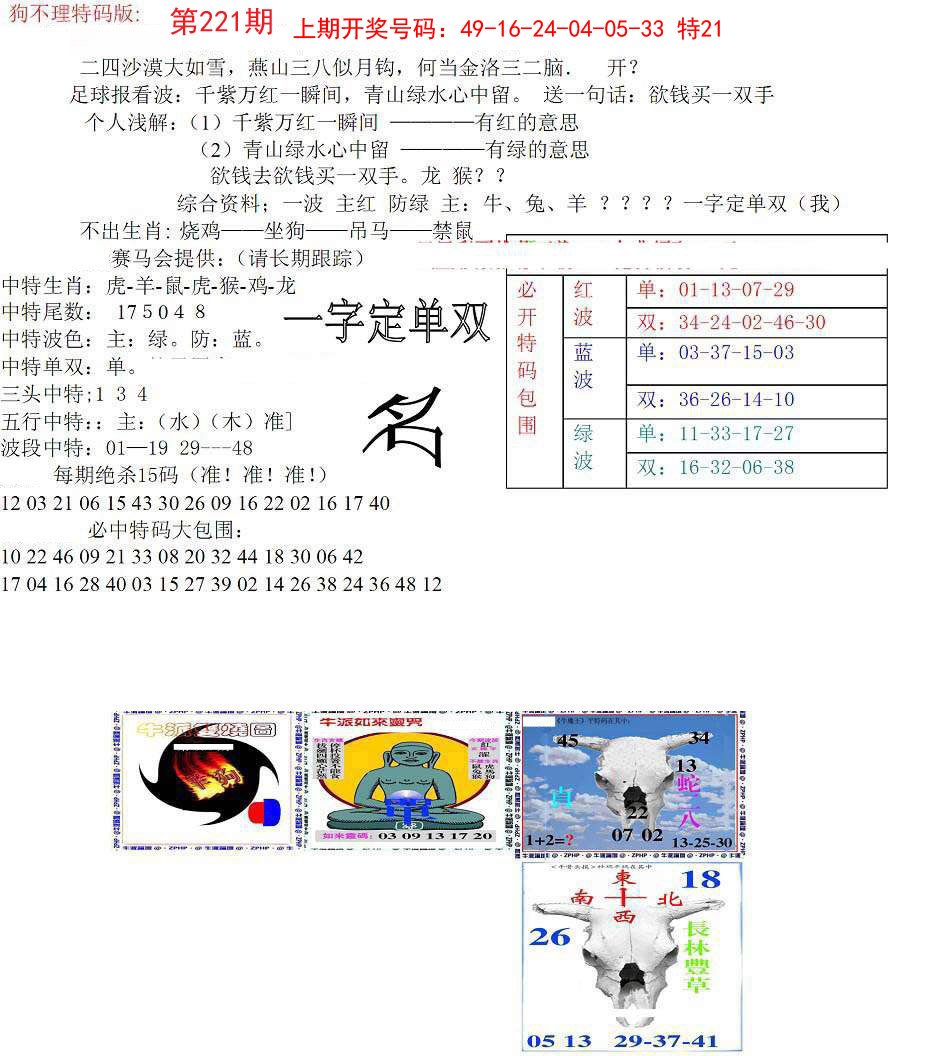 2024221期狗不理特码报