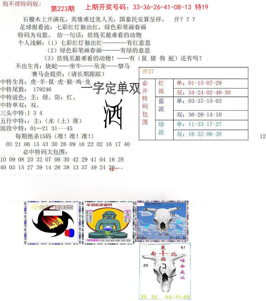 2024223期狗不理特码报