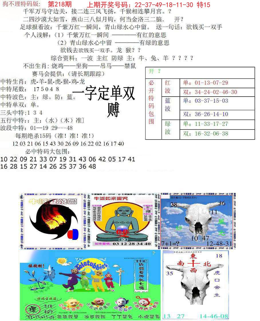 2024218期狗不理特码报