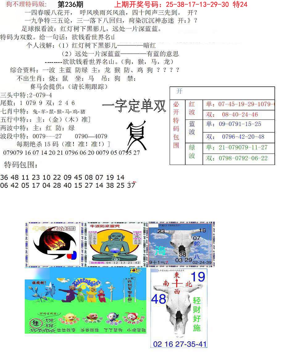 2024236期狗不理特码报